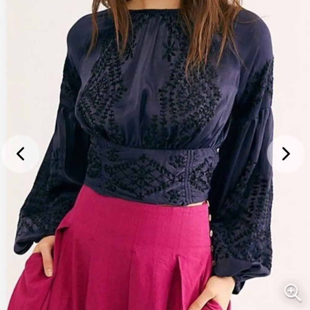 Free People Midnight Hour Floral Embroidered
Balloon Sleeve $98